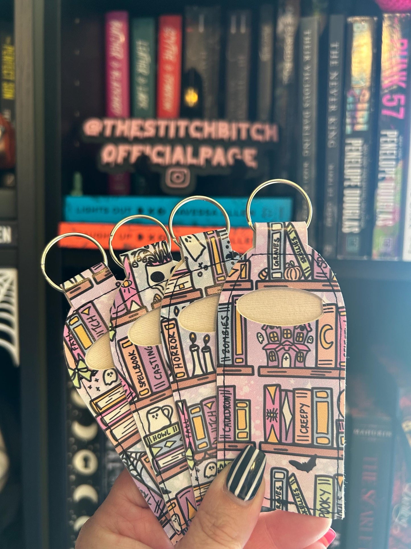 Spooky Bookshelve Chapstick Keychain