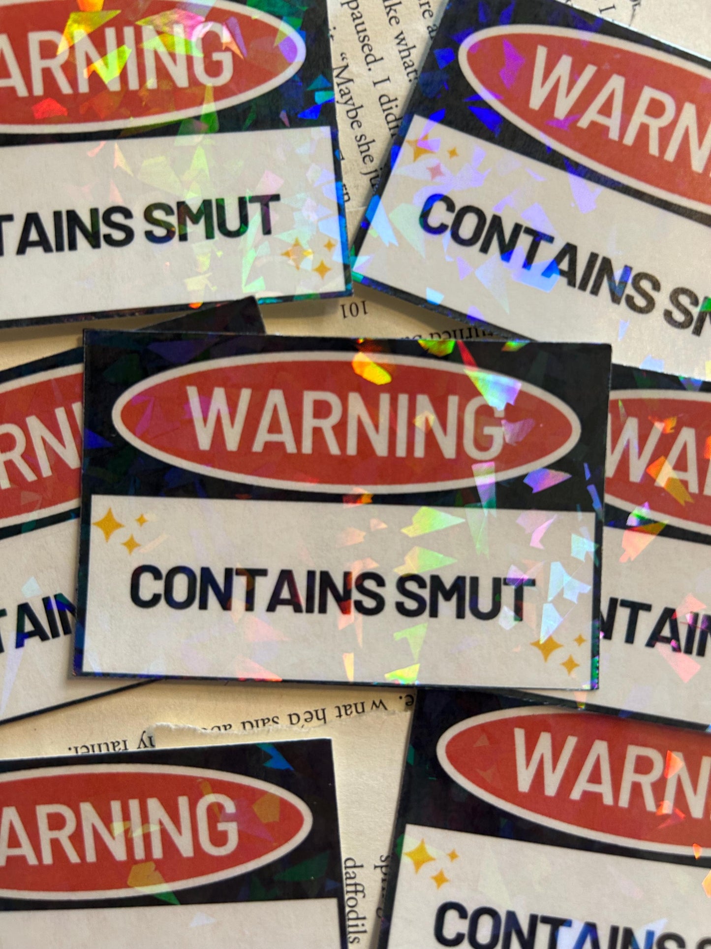 Holographic Warning Contains Smut Sticker