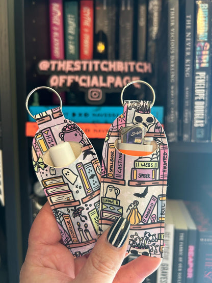 Spooky Bookshelve Chapstick Keychain