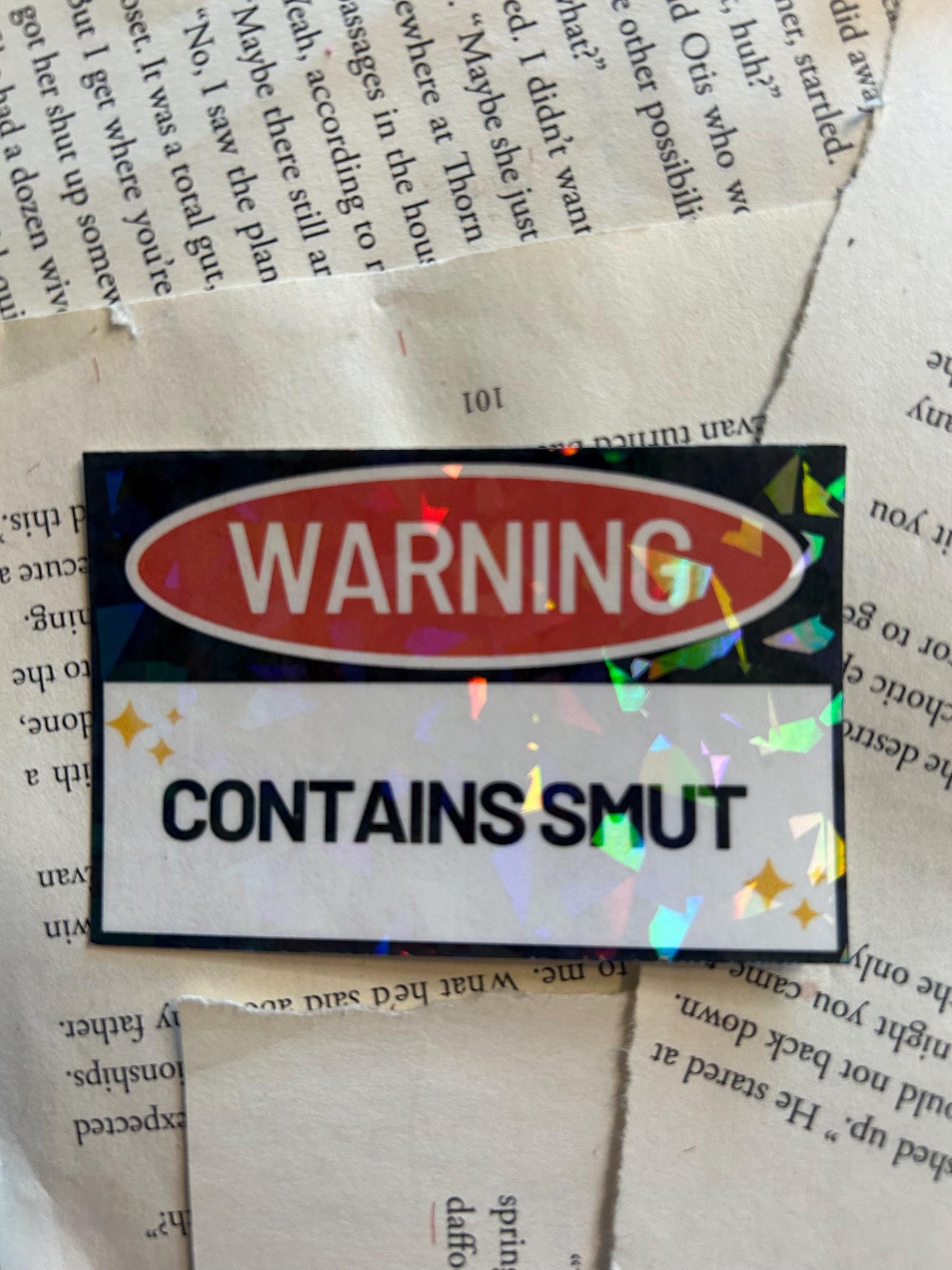 Holographic Warning Contains Smut Sticker