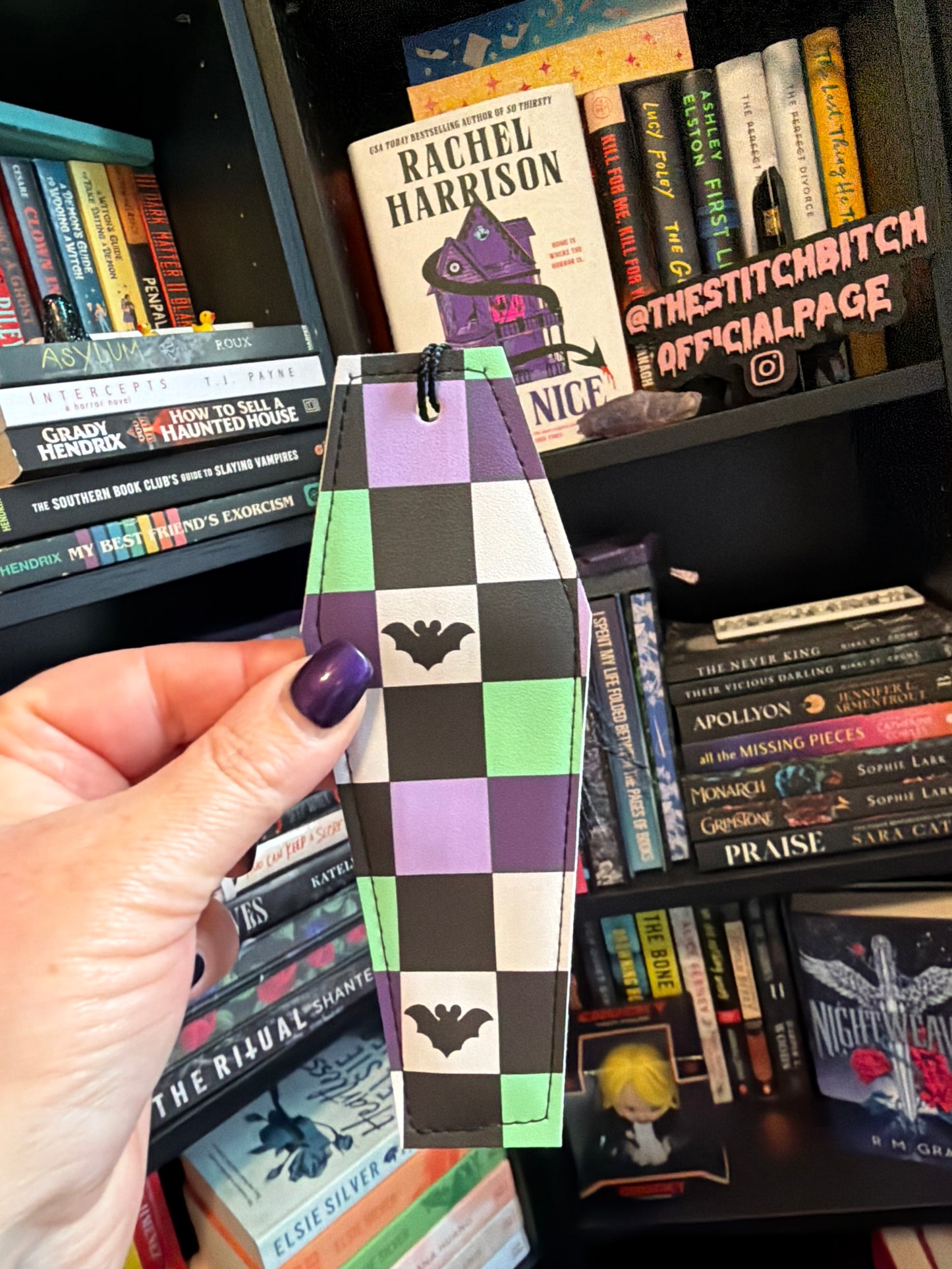 Checkered Bats Coffin Bookmark