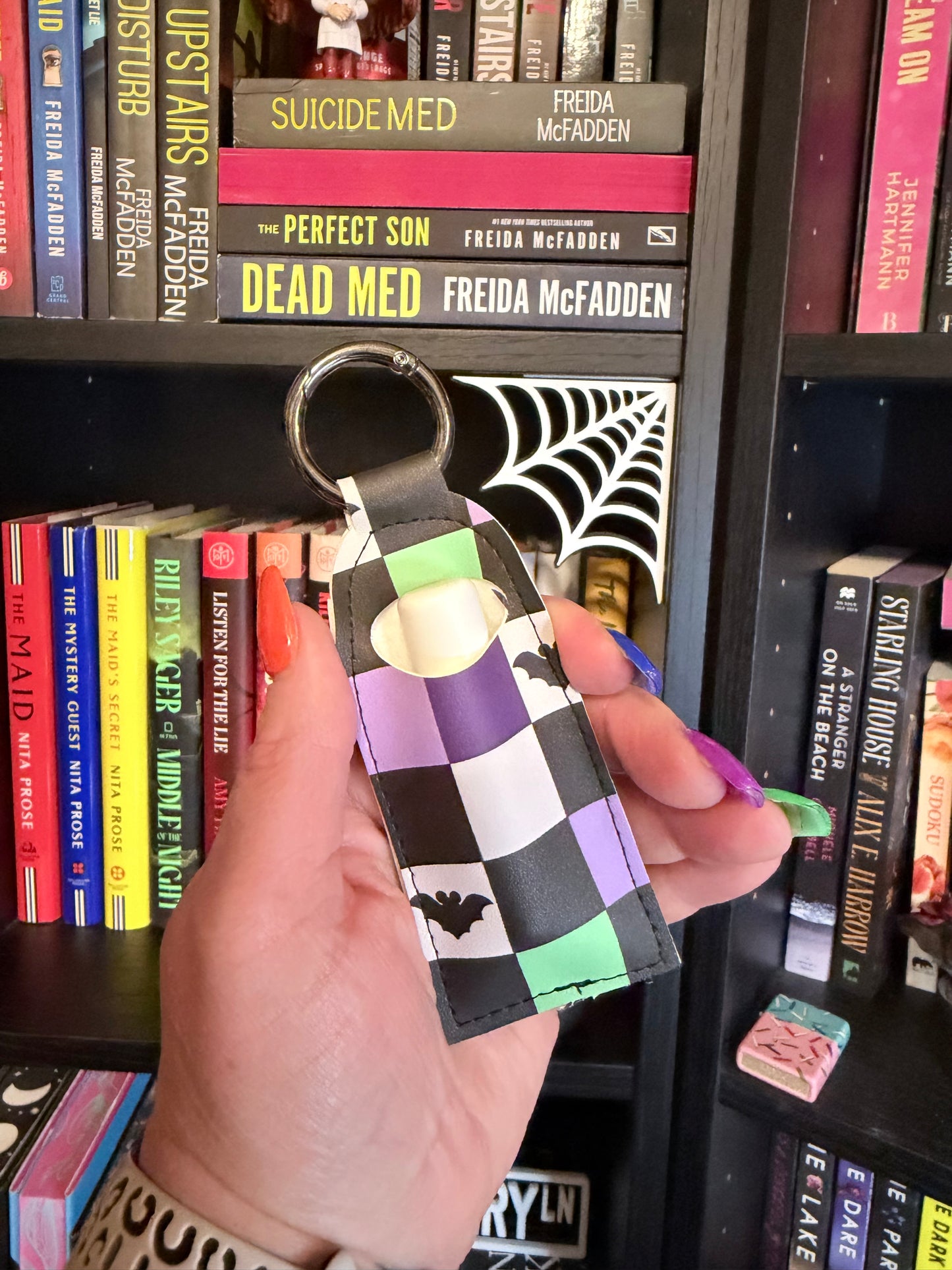 Checkered Bats  Chapstick Keychain