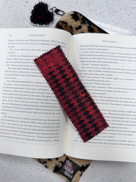 Red/ Black Diamond Fabric Book Mark