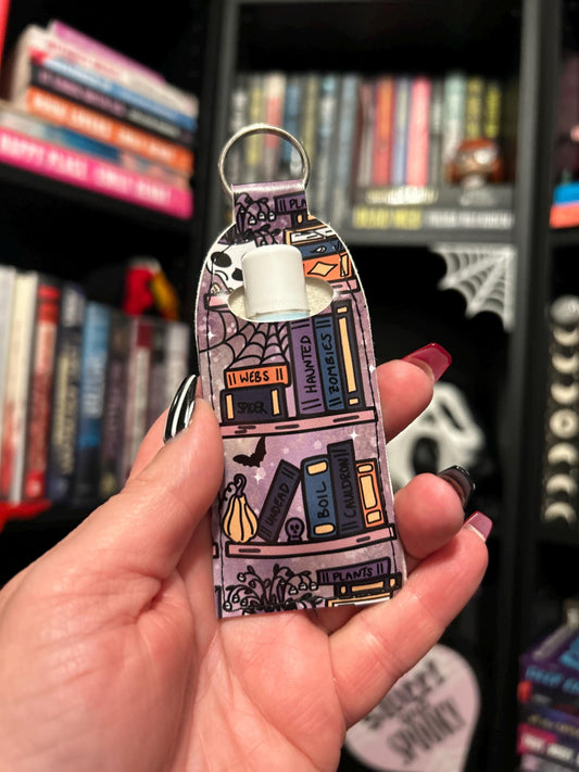 Spooky Bookshelve Chapstick Keychain